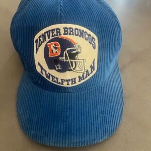 Vintage Denver Broncos Hat Corduroy 12th Man Blue Snapback Made in USA ADJ NWT